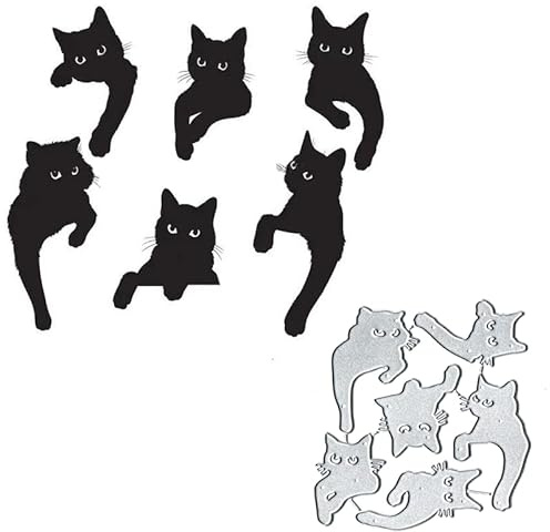 TingZVen 6 Stück/Set Metall-Stanzformen, Katzen-Design für DIY-Scrapbooking, Grußkarten, Einladungen & mehr