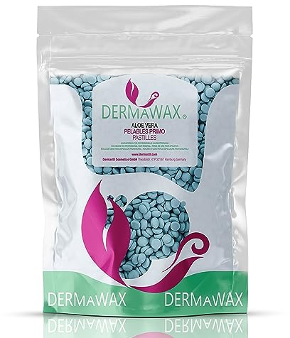 Dermawax 400g Cera Calda Perles di Cera Aloe Vera per Pelli Sensibili – Depilazione senza Strisce, Depilazione Delicata per Viso, Gambe, Bikini e Corpo – Qualità Professionale (0,4 kg, Aloe Vera)