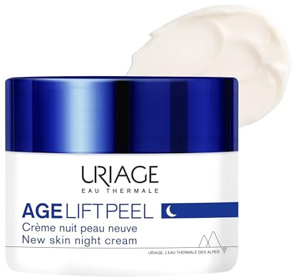Uriage Age Lift Peel crema notte trattamento viso anti-età con 3,6% AHA e acido ialuronico - Leviga, rimpolpa e rassoda la pelle - Texture ricca e cremosa - Adatto a pelle sensibile - 50ml