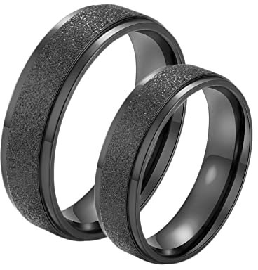 BCughia Freundschaftsringe Beste Freundinnen, Schwarz Ringe Edelstahl Ringe 6 mm Schwarzer Mattring Damengröße 52(16.6), Herrengröße 60(19.1)