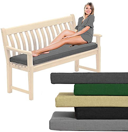 Pinkfairy Outdoor Water-Resistant Bench Rattan Cushion Pad for Garden 2/3/4 Seater 108/143/170cm Thick Long Bench Chair Cushions Pad for Swing Patio (2 Seater-108x45x6cm, Charcoal Grey)