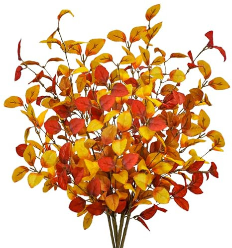obbsie Künstliche Herbst-Eukalyptusblätter, Stiele, 68,6 cm, Herbstblumen, Eukalyptusblätter, Zweige, künstliches Herbstblatt-Spray, Herbstdekorationen für Zuhause, Blumenarrangement, Herbst