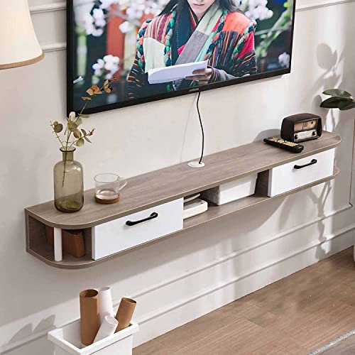 CENAP Console de télévision Suspendue, Meuble TV Mural Multifonction, Support de Fond de Lecteur DVD/Blu-Ray Mural décodeur TV Satellite décodeur câble/A / 120cm