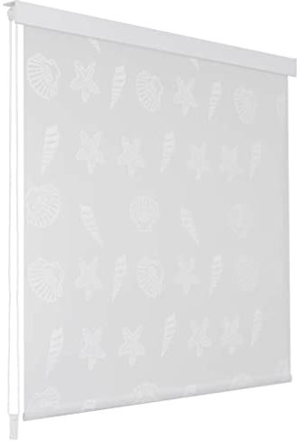 LAPOOH Duschrollo, Spritzschutz Für Badewanne, Duschvorhang Badewanne, Badewanne Vorhang, Duschvorhang Rollo, 80 x 240 cm Seesternmuster