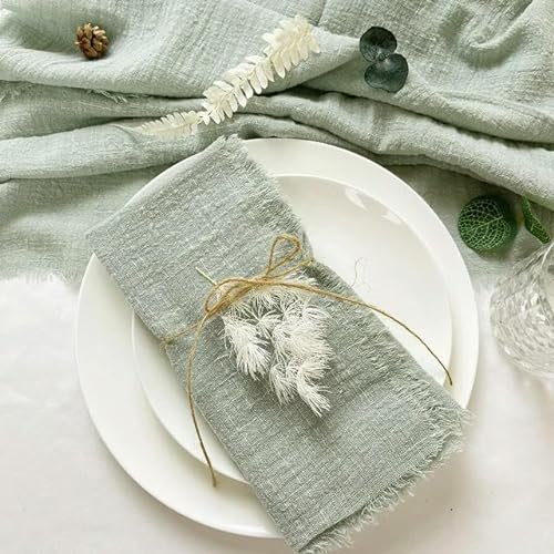 NANZU 10/20/30PCS 42 * 42CM Salbei Grün Tee Handtuch Boho Käsetuch Servietten mit Fransen für Hochzeit Gaze Serviette Käsetuch Serviette Fransen Serviette