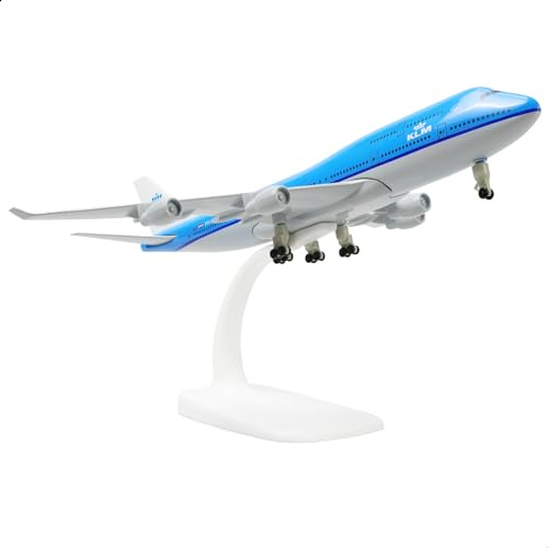 QIYUMOKE Boeing 747 1:300 KLM Diecast Metal Flygplan Modell med Stöd Airliner Alloy Flygplan Kit för Aviation Fans Display Collection eller Present