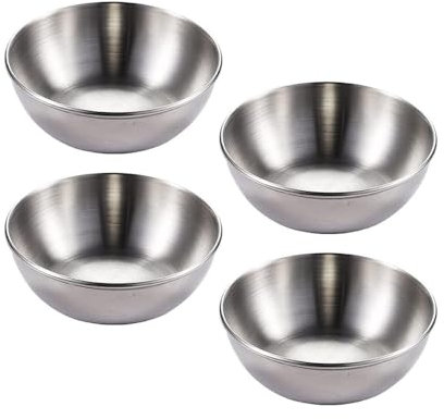 LATRAT 4 Cuencos de Acero Inoxidable para Salsa y Aperitivos - Mini Cuencos para Servir