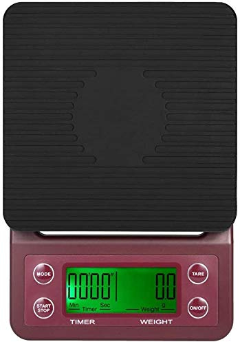 Bilancia elettronica, bilancia per alimenti e caffè ad alta precisione con timer Bilancia per alimenti multifunzionale Bilancia da cucina digitale 3 kg/0,1 g per cucina (Rosso 3 kg/0,1 g)