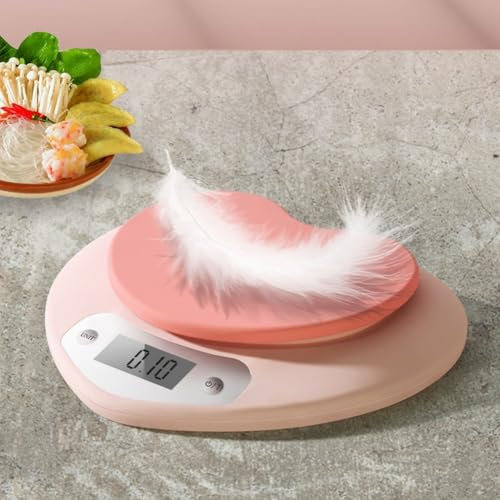 PETSTIBLE Petite balance de cuisine électronique de cuisine 5 kg précise et précise en forme de cœur avec écran LCD rose