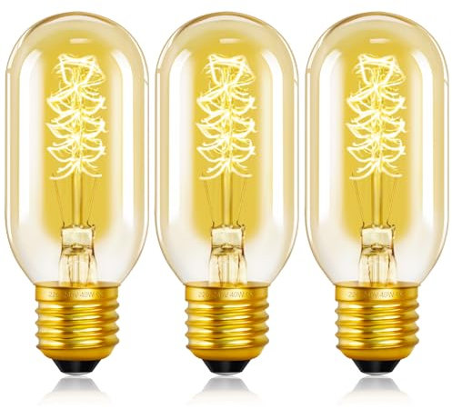 SCNNC Ampoule Edison E27 Vintage T45 Dimmable 220V, Filament Blanc Chaud 2200K, Verre Ambré Décorative, Rétro pour Café Bar Restaurant, Lot de 3