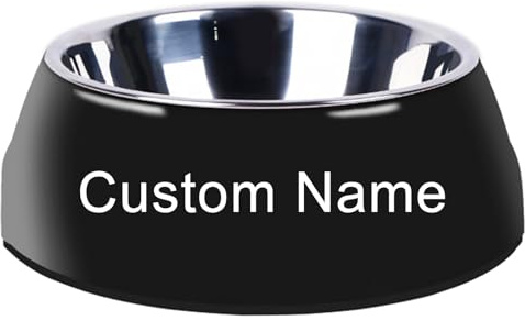 Personalised Dog & Cat Bowls – Stainless Steel Feeding Dishes for Small, Medium, Large Pets – Non-Slip, Easy Clean, Custom Name Water & Food Bowl for Puppy, Kitten – Split Design(Black)
