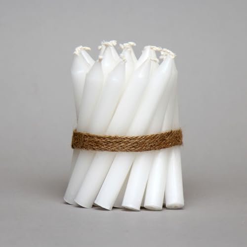 20 White Christingle Candles 4.5 100% Natural Baumkerzen Chime Pyramid Christmas Tree – Smokeless, Dripless, Golden Flame – Household, Dinner Stick, Kosher, Unscented, Christmas Candle, Wedding