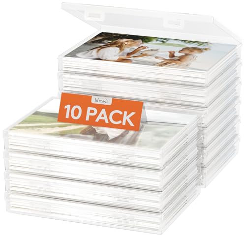 Lifewit 10 Pcs Caja Organizadoras Fotos Plástico,Caja Almacenamiento con 13 x 18 cm Fundas Interiores Fotos,Caixa Arrumação para Organizar Fotografías/Tarjeta/Imagen/Sello,Caja Almacenaje para Oficina