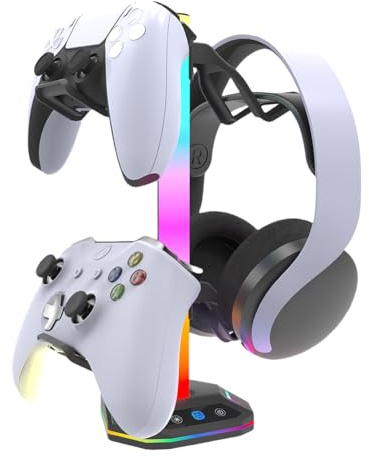 GETBSTOOP Controller Holder, Headphone Stand, Gaming Controller Stand for (Xbox) Ps5 Ps4 Switch With 9 Light Modes, RGB Universal Desk Game Accessories for Ps5/Ps4/(Xbox)/Switch Pro