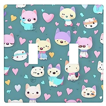 BROLEO Plaque murale à double interrupteur, 11,4 x 11,4 cm – Panneau mural durable et élégant pour zones résidentielles et commerciales – Imprimé petits renards mignons