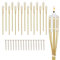 Relaxdays Antorchas de Jardín, Pack de 16, 90 cm, Faroles Bambú Exteriores, Mechas Recambio, Decorativas, Natural, Hierro