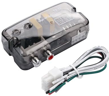 PNGKNYOCN Convertitore stereo per auto da alto a basso, con funzione di linea di controllo, convertitore di uscita di linea a 2 canali per cavi di altoparlanti audio per auto a RCA