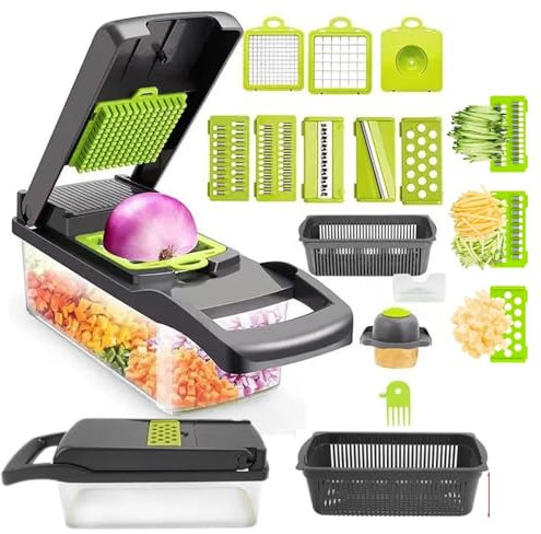 Yazdan 14-in-1 Multifunctional Food Processor – Versatile Vegetable & Fruit Chopper, Slicer, Shredder, Handheld Kitchen Cutter for Quick & Easy Food Prep at Home | Kitchen Gadgets