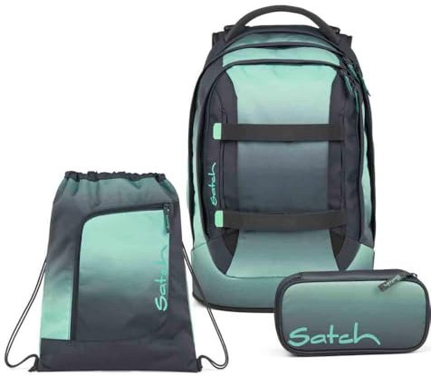 Satch Pack Schulrucksack Set 3tlg. inkl. Schlamperbox und Sportbeutel (Gradient Mint)