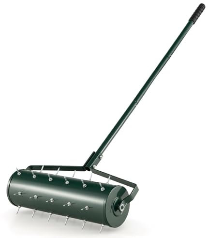 Lawn Aerator - Heavy Duty Garden Rolling Tool, Manual Grass Spike Roller, 45cm Heavy-Duty Spreader for Lawn Care, Outdoor Garden Equipment