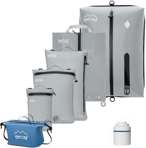 Organizer per Valigie Compressione Cubo Imballaggio Set di 6 Riutilizzabile TPU Sacchetti Sottovuoto con IPX8 Impermeabile Cerniera Sacchetti Sottovuoto per Vestiti Biancheria Intima Calzini Scarpe