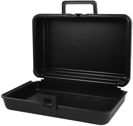 NAMOARLY Portable Plastic Toolbox Black Storage Case Abs Material Large Capacity Tool Organizer for Household Repair and Power Tools