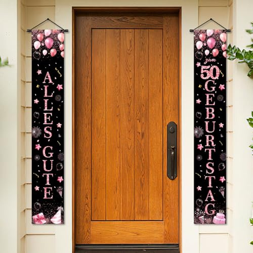 Deko 50 Geburtstag Frau Banner, 50. Geburtstagsbanner 180 x 30 cm | Geburtstag Hintergrund Dekoration Lange, Happy Birthday Türbanner für 50. Geburtstagsparty