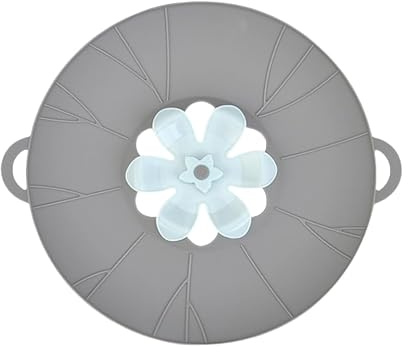 Silicone Spill Stopper, Rotatable Flower Shape Lid, Boil Over Safeguard Reusable Splatter Lid for Pans, Skillets (L, 29cm)