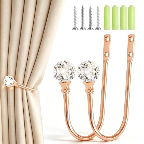 JanFebMa Curtain Holder, 2 Stück Metall Raffhalter für Vorhänge, U-förmige Vorhang Halter Wandbefestigung, für Schlafzimmer Wohnzimmer Bäders Küchen Büros Esszimmer Cafés Heimdekoration