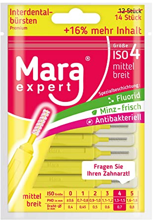 Mara Expert - Cepillos de dientes para los espacios interdentales con sabor a menta, recubiertos de flúor y clorhexidina, aliento fresco, consulte con su dentista