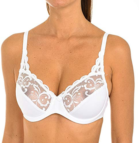 Playtex Soutien-Gorge avec Armatures en Microfibre Essential Elegance Embroidery Femme x1, Blanc, 95C