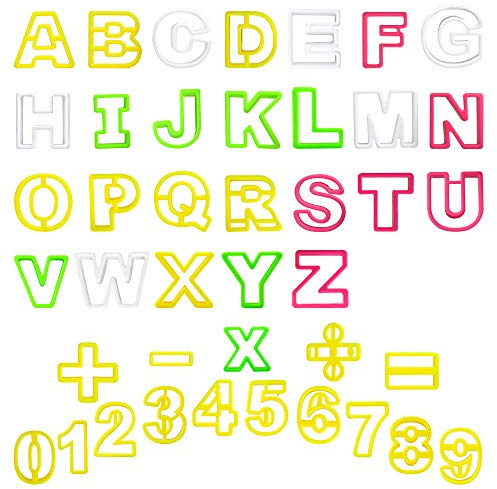 Worldity 41 PCS Mini Cookie Cutters, Small Alphabet & Number Cutters (0.98-2 Inch) for Baking, Food Grade Plastic Fondant Letter Cutter for Cookies, Fondant, Cupcakes, Holiday Cookie Parties