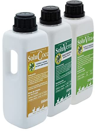 FINCA CASAREJO Pack de Productos para Desparasitar Aves Internamente - Previene los Coccidios y los Vermes en Gallinas, Faisanes, Conejos - Vitaminas Naturales para Animales - 250 ML por Producto