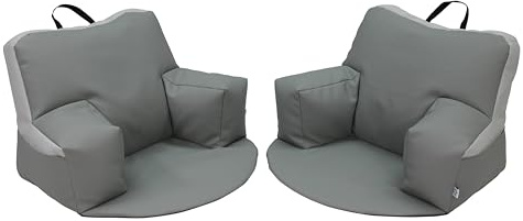 FDP SoftScape Relax-N-Read Bean Bag Chair with Supportive Back Rest, Storage Pockets and 1/2 inch Thick Foam Floor Cushion, Portable Seating for Kids Age 2-6 yrs (2-Pack) - Gray/Light Gray, 12367-GYLG