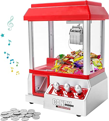 SGM Macchina Afferra Caramelle Ricaricabile con Musica Mini Macchinetta dei Pupazzi con 20 Monete Funziona a Batteria Dolce Macchina per Bambini e Gioco di Macchinetta dei Pupazzi