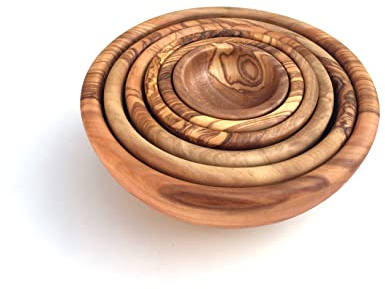 medina mood 6er Set Schalen Rund, Schüssel, Schälchen, Holzschale, aus Olivenholz Handarbeit