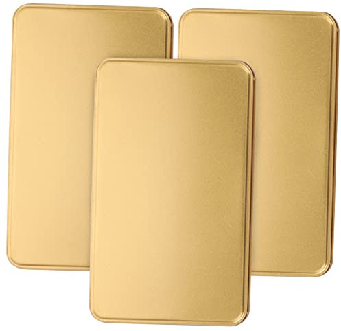 Cabilock Scatole Di Latta Rettangolari Con Coperchio, Set Da 3 Contenitori Per Caramelle, Scatole Per Imballaggio Regalo in Lamiera Dorata, Compatte e Resistenti Per Conservazione in Casa