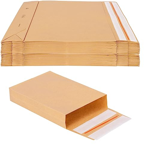 verpacking Faltentaschen 350 x 250 x 50 mm mit Klotzboden, doppelte Haftklebung und Aufreißfaden Versandtasche (50 Stück)