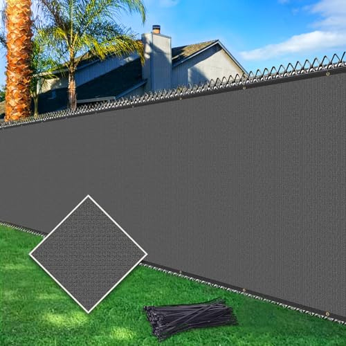 Cisvio 8'X50' Fence Privacy Screen Heavy Duty 170 GSM Windscreen & Dustproof Fabric Privacy Screen Covering Mesh Fencing for Outdoor Patio, Balcony, Pool Deck, Dark Grey