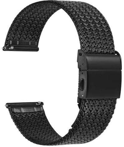 WOCCI Elite Metall Uhrenarmband für Damen und Herren, Mesh Gewebt, 316L Edelstahl, Schnellverschluss, Faltschließe, Bandbreite 14mm, 16mm, 18mm, 20mm, 22mm