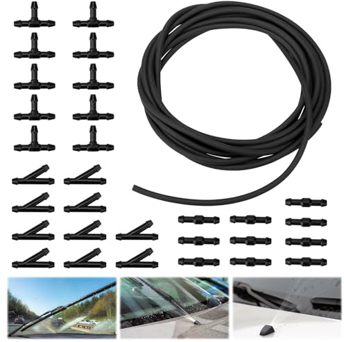 5m Wischwasserschlauch Set, Mit 30 Verbinder, Für Auto | 5 Meter, 30 Schlauchverbinder, Gummi, Universal, Für Scheibenwaschanlage, Wischwasser, Spritzwasser, Auto, Reparatursatz