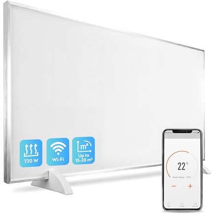 Silvergear® Slim Infrarotheizung 720W mit Kohlenstoffkristallen | Energiesparend & Umweltfreundlich | Wand- oder Freistehende Montage | WiFi-Steuerung über Smart Life App | 16-37°C | 120X60 CM
