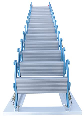 Haeshtrxv Attic Stair Wall Mounted Attic Folding Staircase (Blue and White) Space Saving Design
