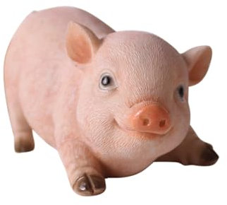 Happyyami Schwein-Statue Aus Kunstharz Für Garten Wetterfeste Tierstatte Als Rasenfigur Dekoration Für Innen Und Außenbereich Schweineskulptur Für Terrasse