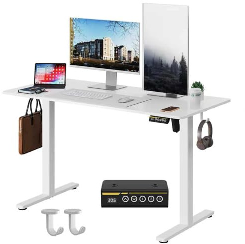 Gamork 48 x 24 Inch Electric Standing Desk, 3 Memory Presets, White