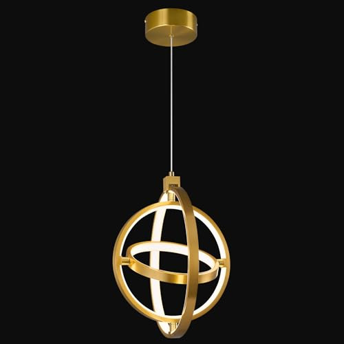 ZYBWL LED Pendelleuchte Modern Gold Runder Ring Hängelampe Höhenverstellbar für Küche Insel Schlafzimmer Wohnzimmer Foyer (3 Ringe)