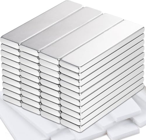 40 Stück Magnete Stark 40x10x3mm Starke Magnete Rechteckig, Magnet Selbstklebend Stark Seltene Erden Magnet, Neodym Magneten Extra Stark Klebemagnete für Kühlschrank, Küchen, Büros