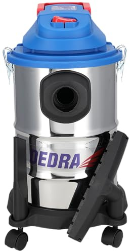 Dedra Nass-/Trockensauger DED6610, stark 1200 W, 20 Liter Fassungsvermögen, Baumwollfilter + Beutel, 16 kPa, Gewicht 5,7, Behälter 20l, Turbine für 3150l/m Volumenstrom, Gewicht 5,7kg, Abblasfunktion