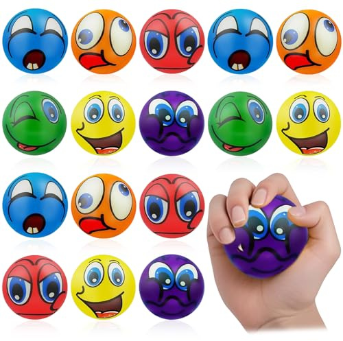 16 Pezzi Palline Antistress Emoji, Pallina Antistress