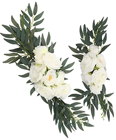 HOLIDYOYO Adorno de Flores Sintéticas para Bodas y Fiestas, 2 Piezas de Flores de Tela de Seda en Tonos Claros, Resistentes la Decoloración y Marchitez, Decoración Adecuada